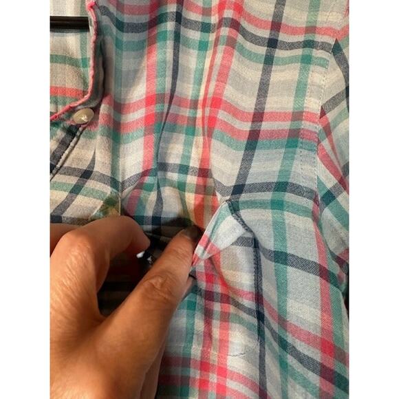 Toad & Co Plaid Blue & Pink Multi Quarter Button Long Sleeve Shirt Women Sz S - Picture 7 of 9